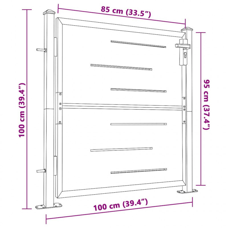 Brama ogrodowa 100x100 cm Stal nierdzewna