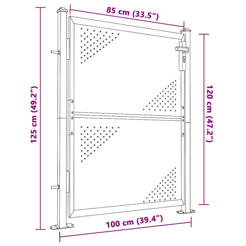 Brama ogrodowa 100x120 cm Stal nierdzewna