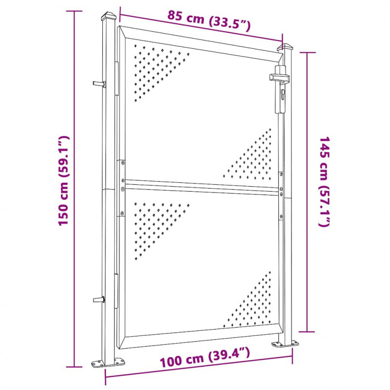Brama ogrodowa 100x145 cm Stal nierdzewna
