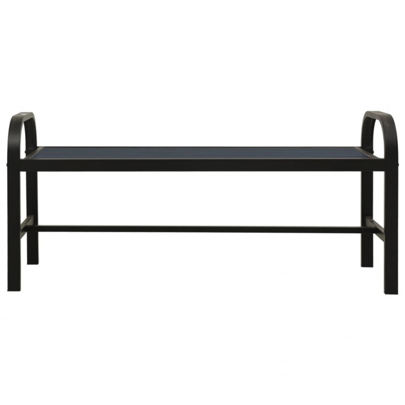 Ławka ogrodowa, 125 cm, stal i WPC, czarna