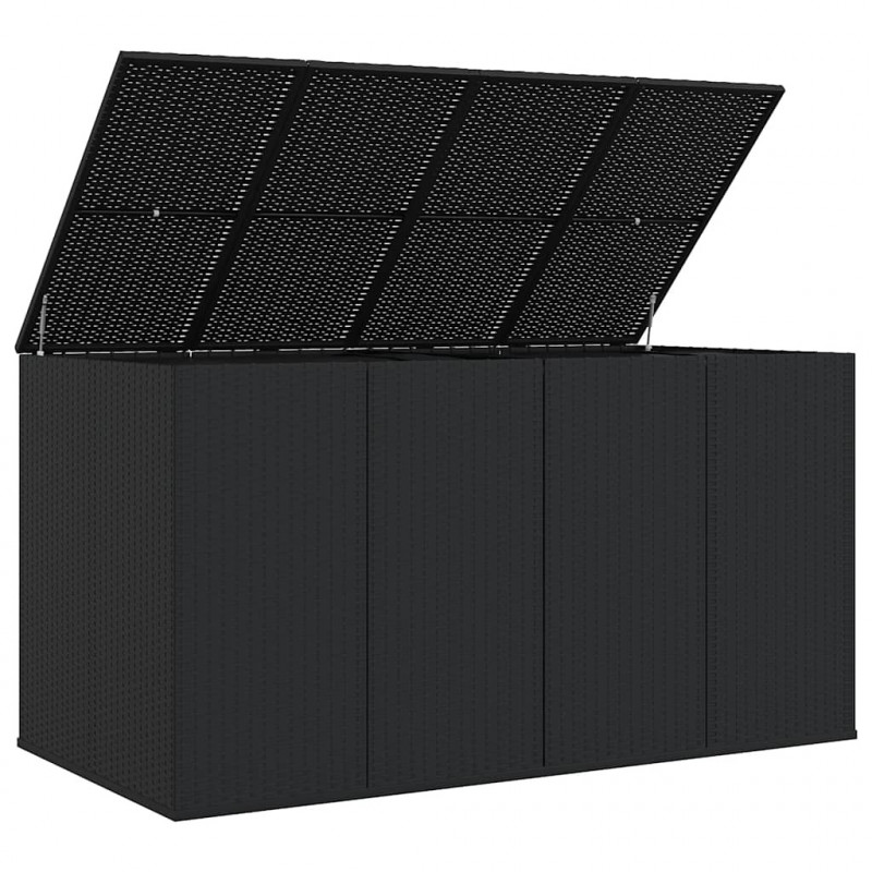 Skrzynia na poduszki ogrodowe, rattan PE, 194x100x103cm, czarna