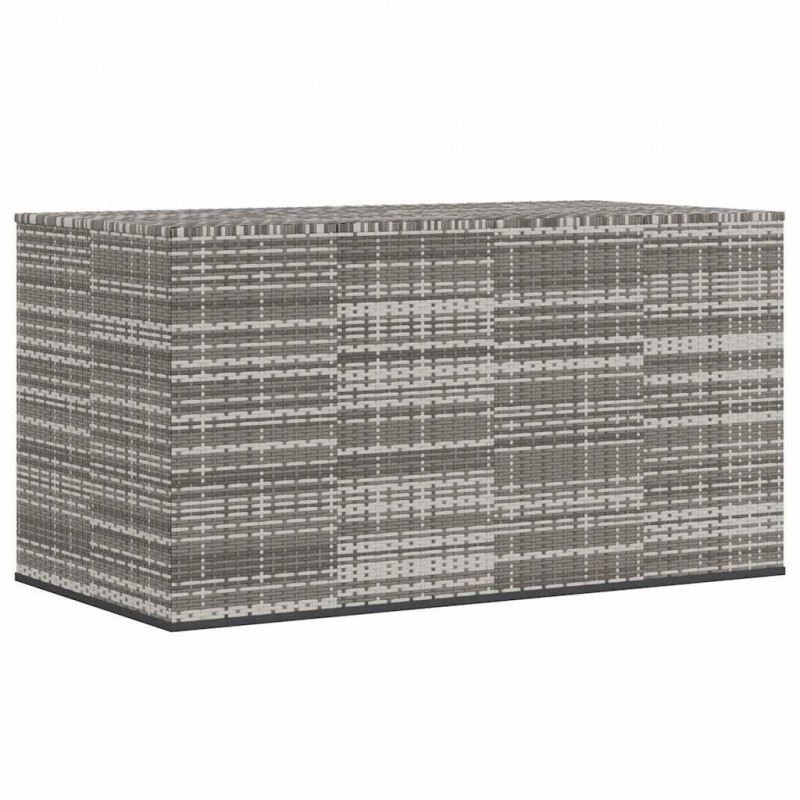 Skrzynia na poduszki ogrodowe, rattan PE, 194x100x103 cm, szara