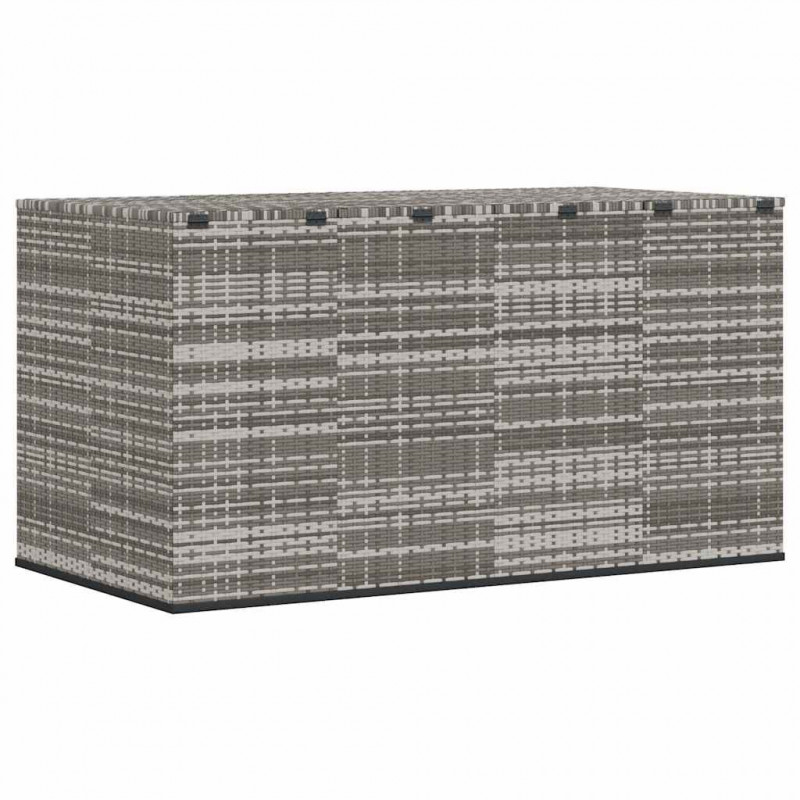 Skrzynia na poduszki ogrodowe, rattan PE, 194x100x103 cm, szara