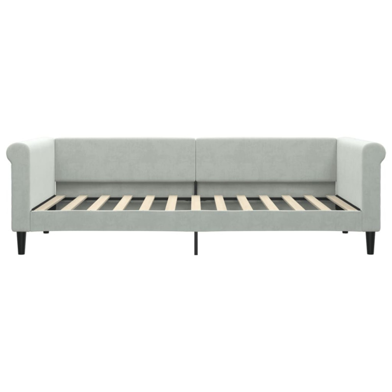 Sofa z materacem do spania, jasnoszara, 90x200 cm, aksamit