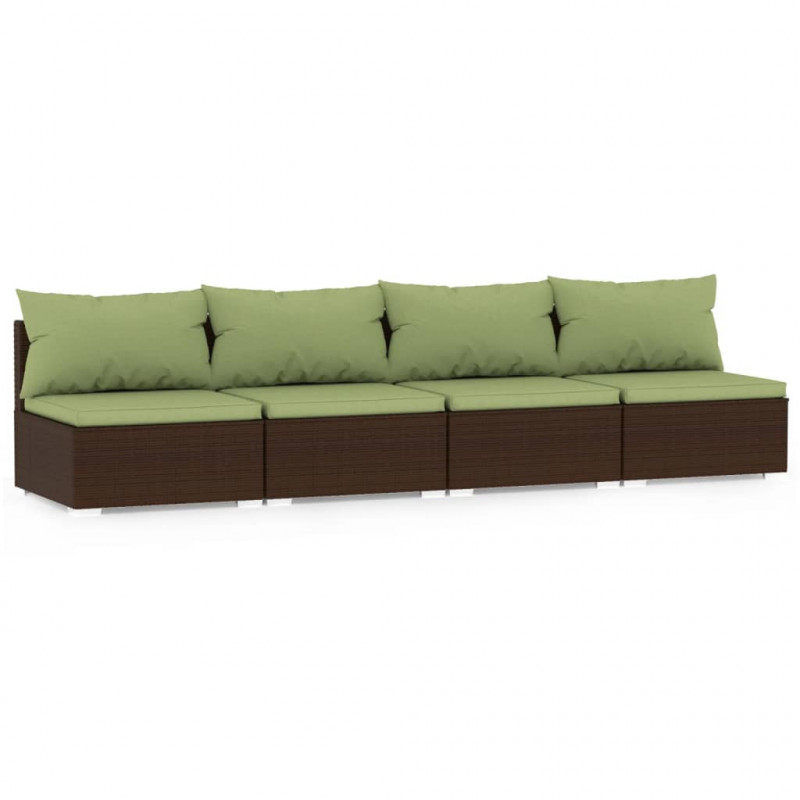 4-osobowa sofa ogrodowa z poduszkami, polirattan, brązowa