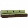 4-osobowa sofa ogrodowa z poduszkami, polirattan, brązowa