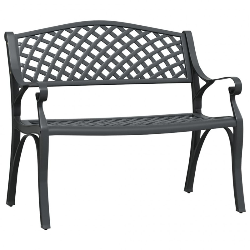 Ławka ogrodowa, 102 cm, odlew aluminium, czarna