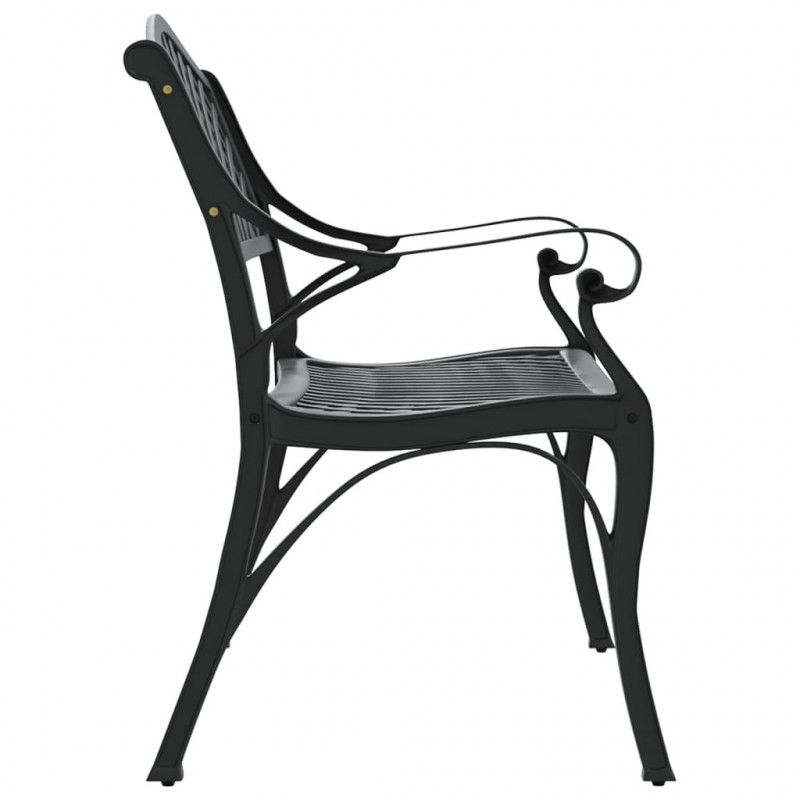 Ławka ogrodowa, 102 cm, odlew aluminium, czarna