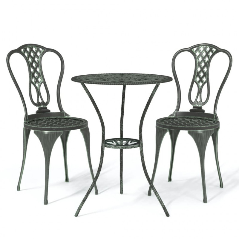 3-cz. zestaw mebli bistro ze stopu aluminium, zielony