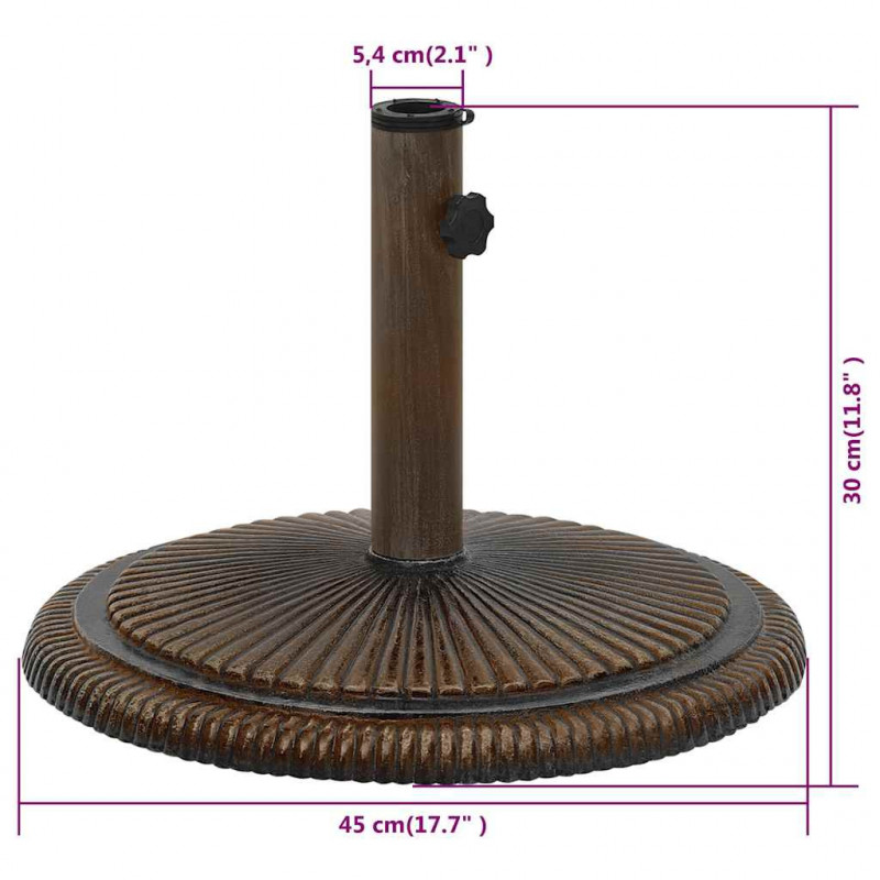 Podstawa pod parasol, brązowa, 45x45x30 cm, żeliwo