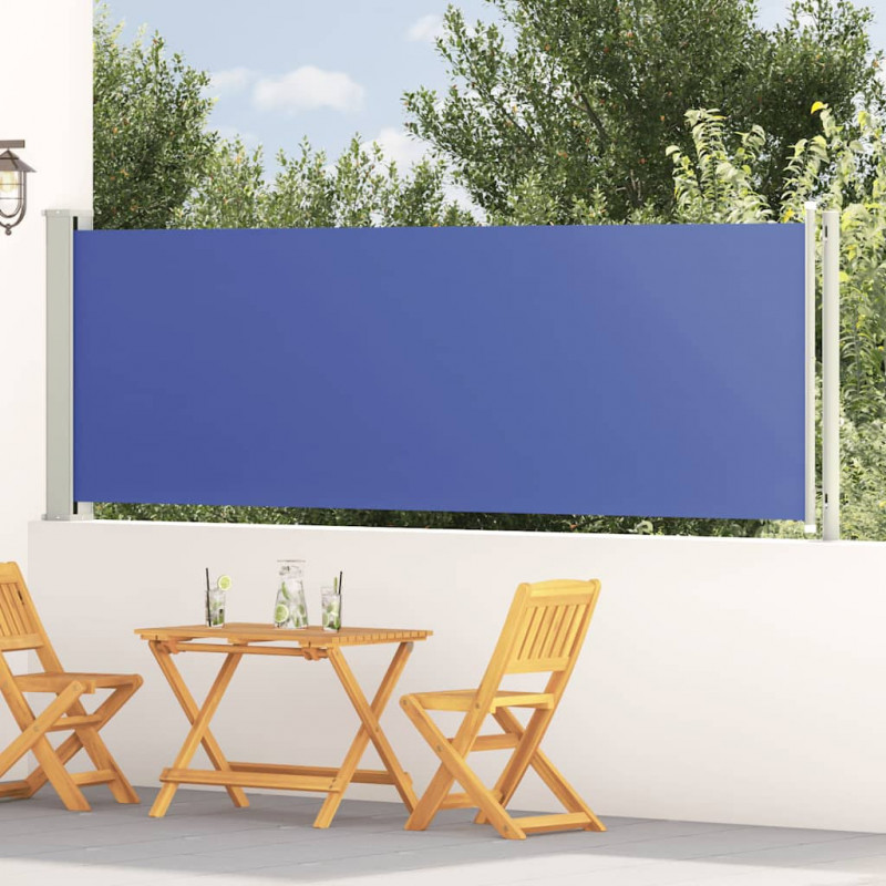 Wysuwana markiza boczna na taras, 117 x 600 cm, niebieska