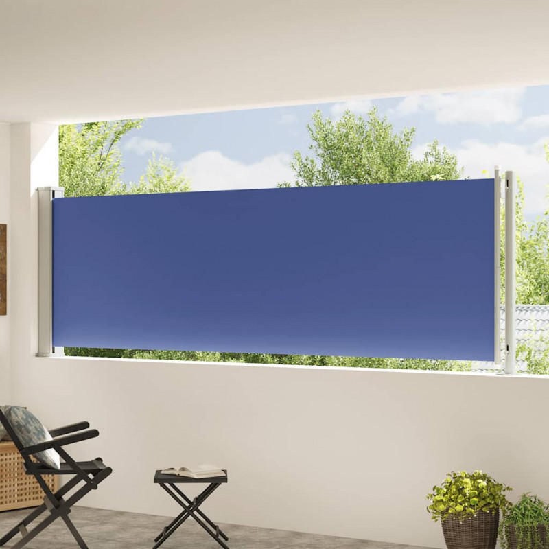 Wysuwana markiza boczna na taras, 117 x 600 cm, niebieska