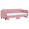 Sofa rozsuwana z materacami, różowa, 80x200 cm, aksamit