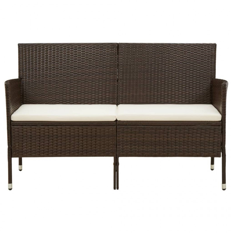 3-osobowa sofa ogrodowa z poduszką, brązowa, polirattan