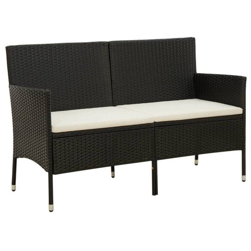 3-osobowa sofa ogrodowa z poduszką, czarna, polirattan