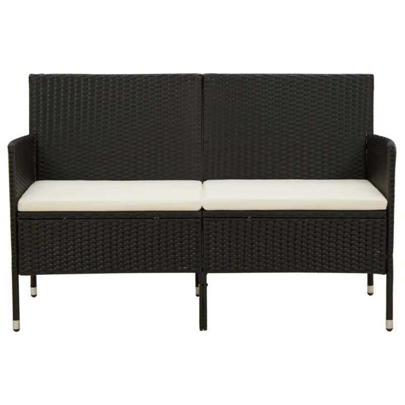 3-osobowa sofa ogrodowa z poduszką, czarna, polirattan