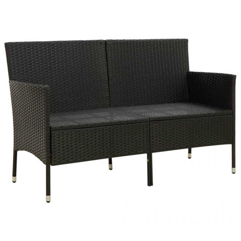 3-osobowa sofa ogrodowa z poduszką, czarna, polirattan