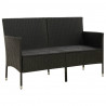 3-osobowa sofa ogrodowa z poduszką, czarna, polirattan