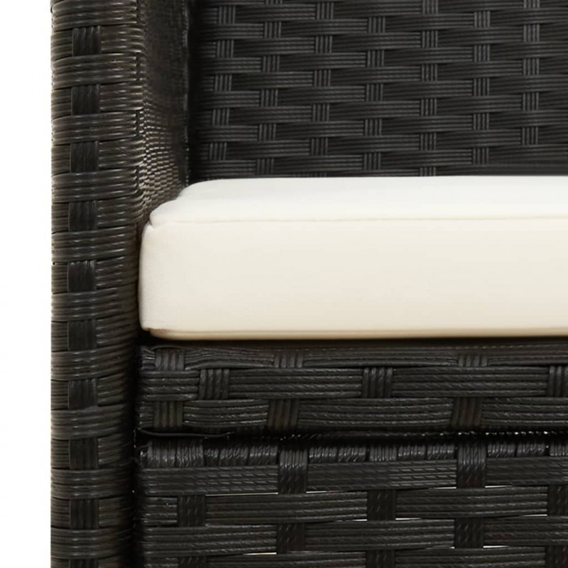 3-osobowa sofa ogrodowa z poduszką, czarna, polirattan