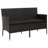 3-osobowa sofa ogrodowa z poduszką, czarna, polirattan