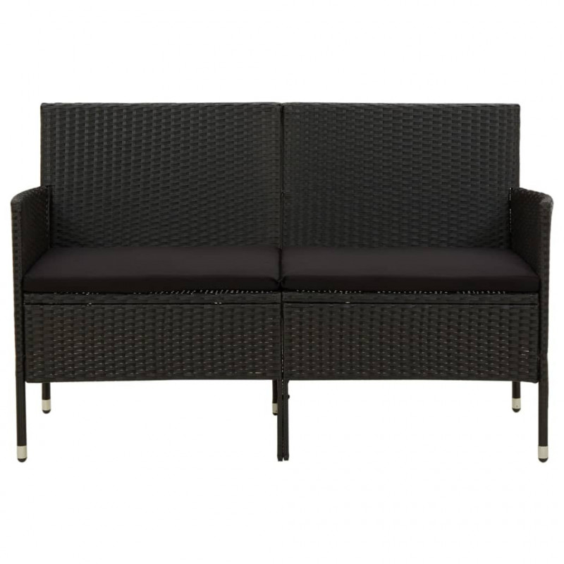3-osobowa sofa ogrodowa z poduszką, czarna, polirattan