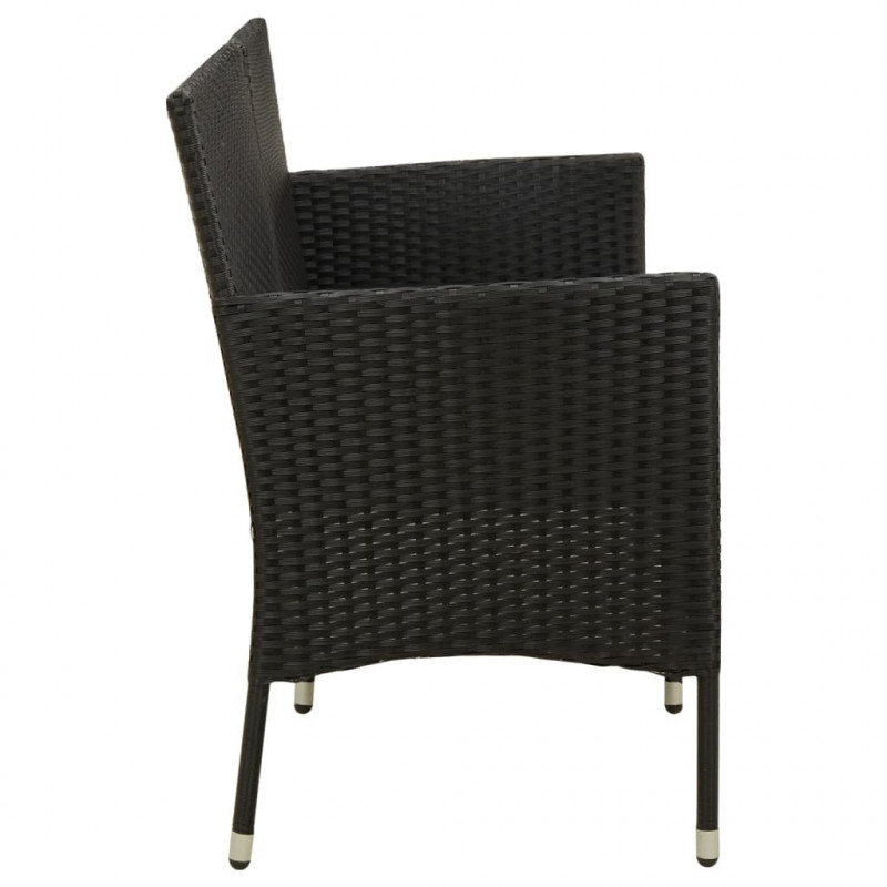 3-osobowa sofa ogrodowa z poduszką, czarna, polirattan