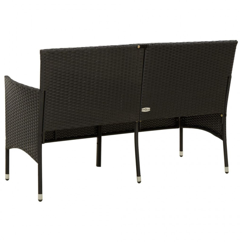 3-osobowa sofa ogrodowa z poduszką, czarna, polirattan
