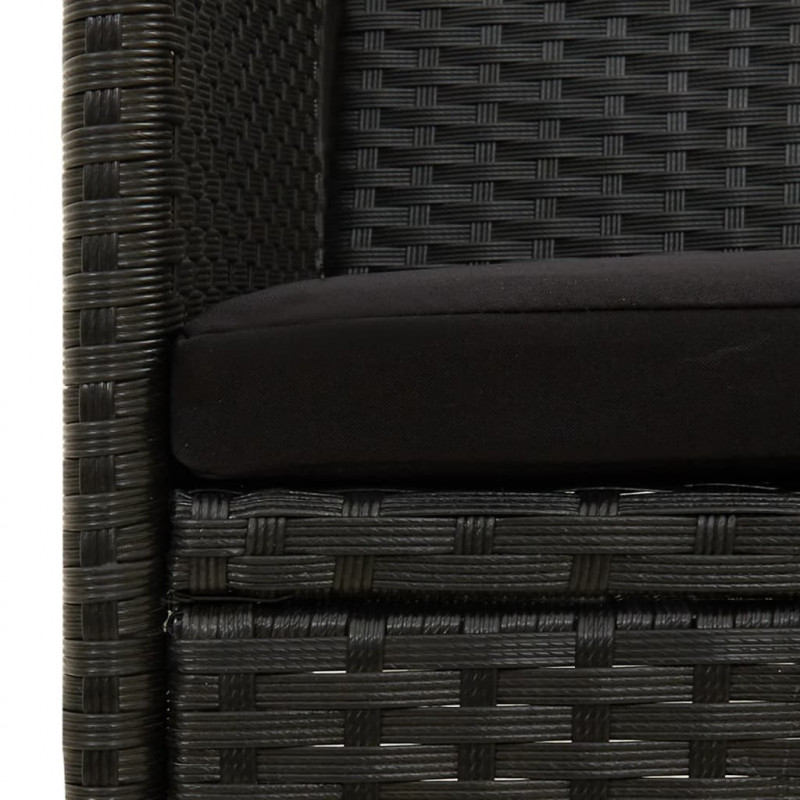 3-osobowa sofa ogrodowa z poduszką, czarna, polirattan
