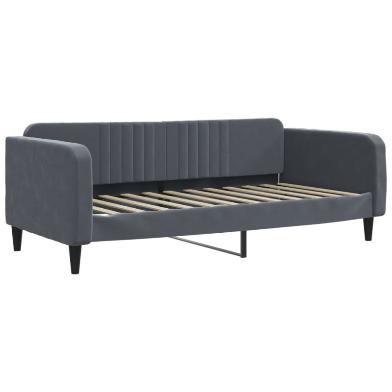 Sofa rozsuwana z materacami, ciemnoszara, 90x200 cm, aksamit