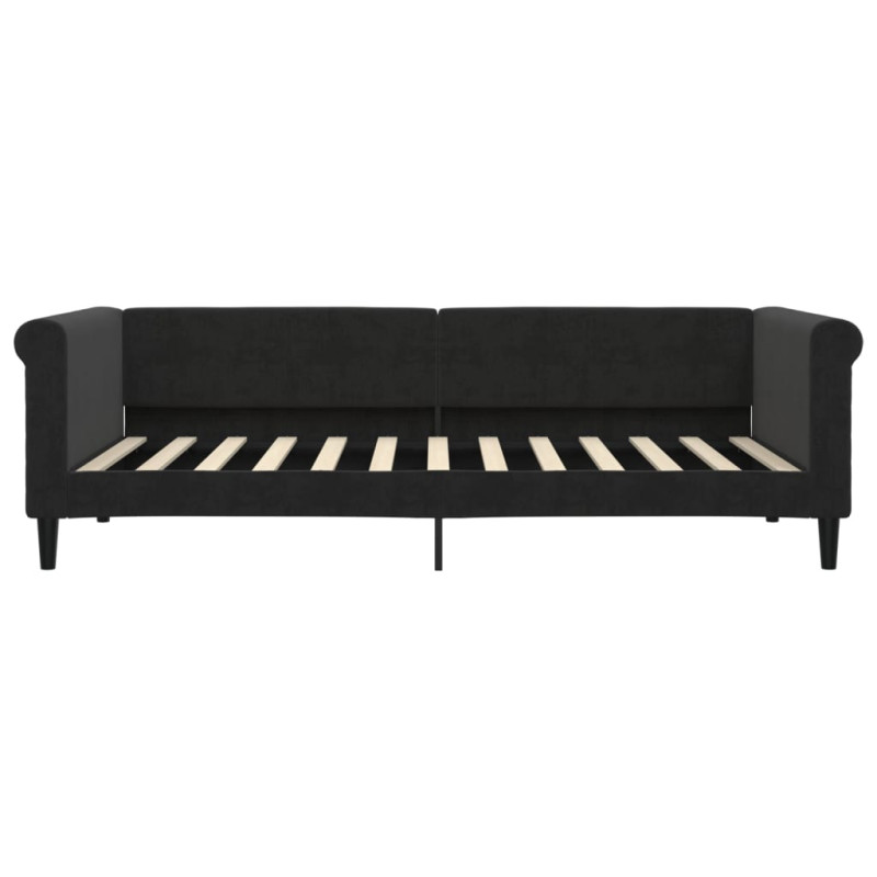 Sofa z materacem do spania, czarna, 90x200 cm, aksamit