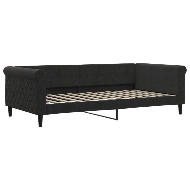 Sofa z materacem do spania, czarna, 100x200 cm, aksamit