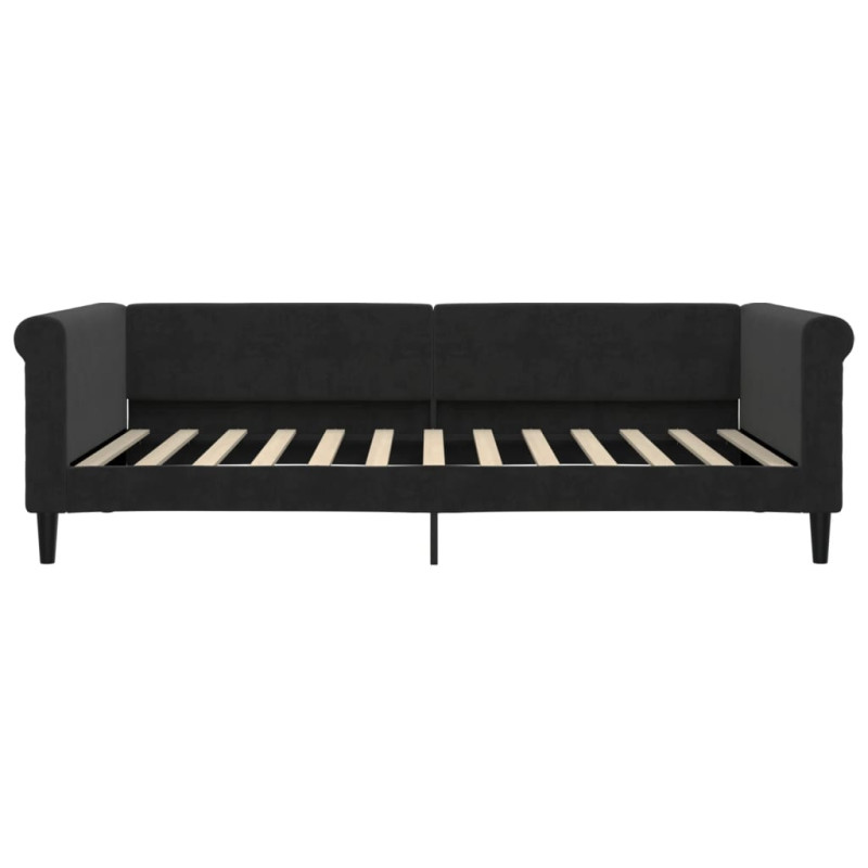 Sofa z materacem do spania, czarna, 100x200 cm, aksamit