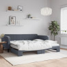 Sofa rozsuwana z materacami, ciemnoszara, 100x200 cm, aksamit
