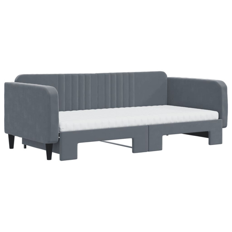 Sofa rozsuwana z materacami, ciemnoszara, 100x200 cm, aksamit
