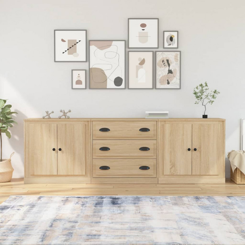 Szafki, 3 szt., dąb sonoma, materiał drewnopochodny