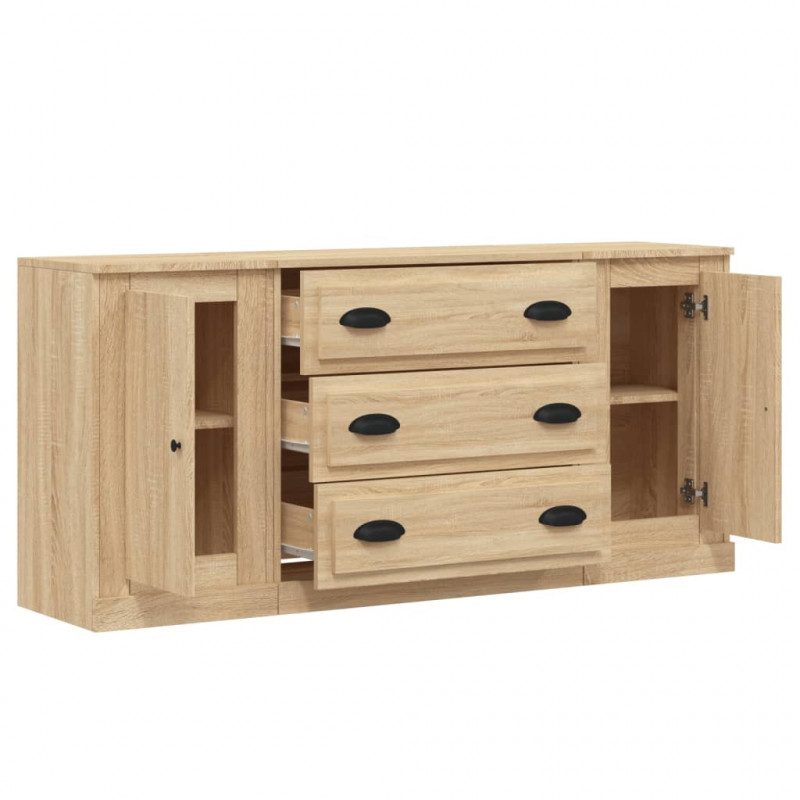 Szafki, 3 szt., dąb sonoma, materiał drewnopochodny