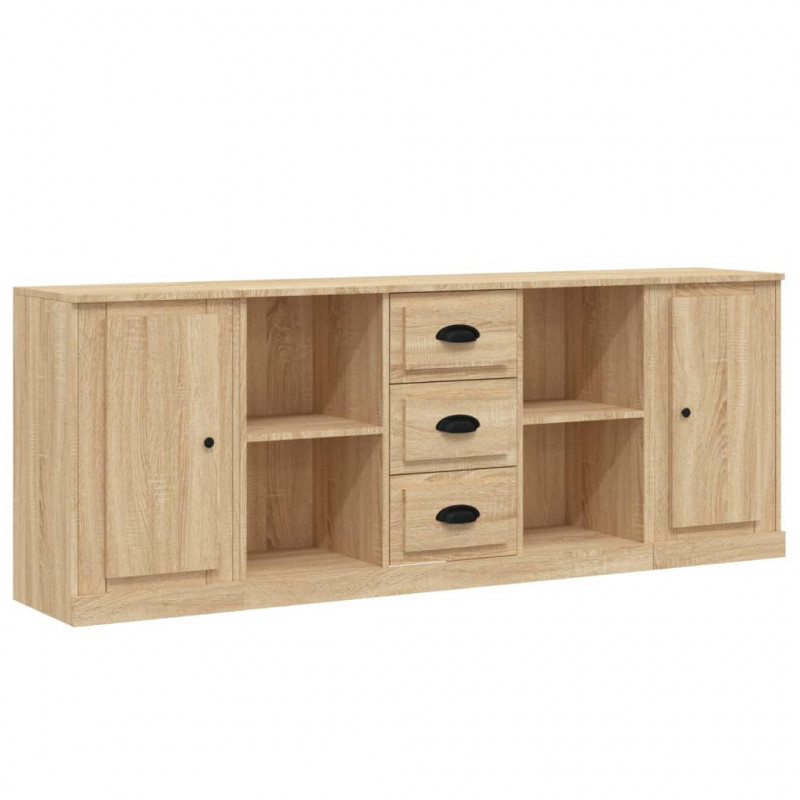 Szafki, 3 szt., dąb sonoma, materiał drewnopochodny