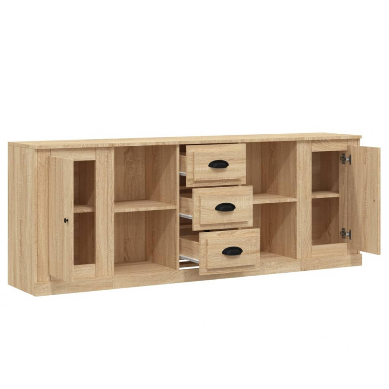 Szafki, 3 szt., dąb sonoma, materiał drewnopochodny
