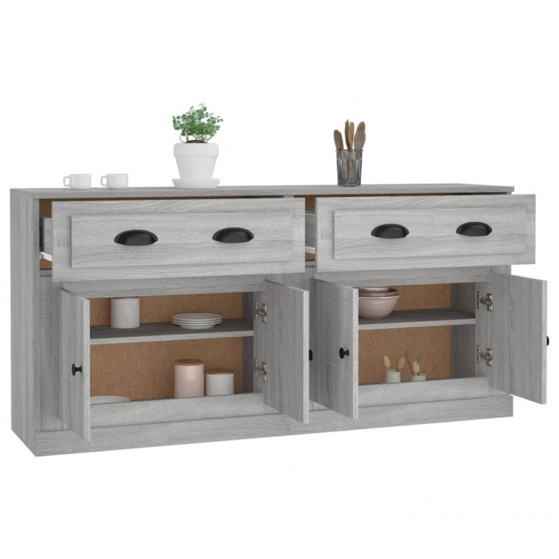 Szafki, 2 szt., szary dąb sonoma, materiał drewnopochodny