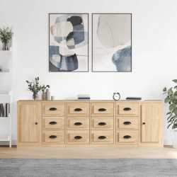 Szafki, 3 szt., dąb sonoma, materiał drewnopochodny