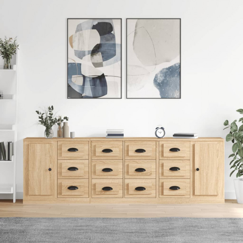 Szafki, 3 szt., dąb sonoma, materiał drewnopochodny
