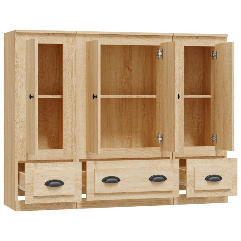 Wysokie szafki, 3 szt., dąb sonoma, materiał drewnopochodny
