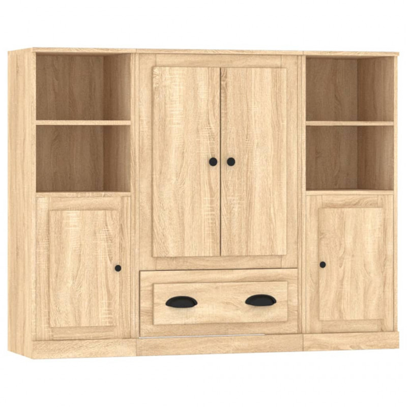 Wysokie szafki, 3 szt., dąb sonoma, materiał drewnopochodny