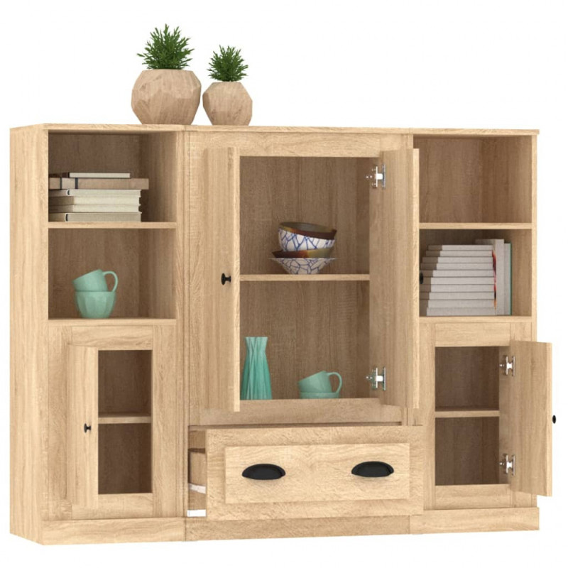 Wysokie szafki, 3 szt., dąb sonoma, materiał drewnopochodny