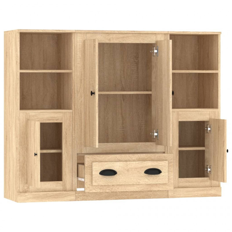 Wysokie szafki, 3 szt., dąb sonoma, materiał drewnopochodny