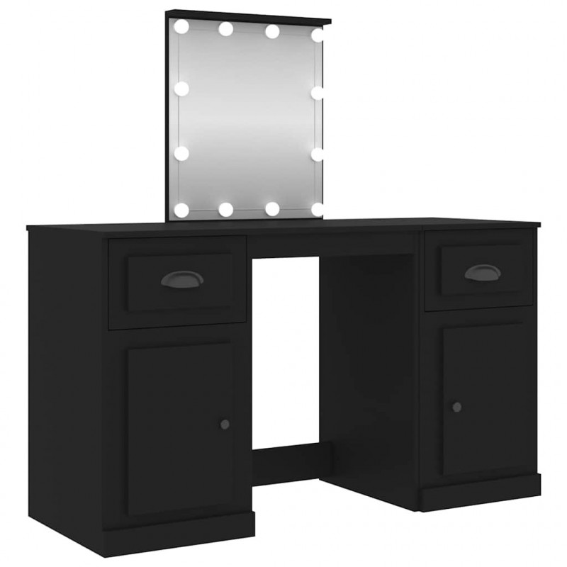 Toaletka z oświetleniem LED, czarna, 130x50x132,5 cm