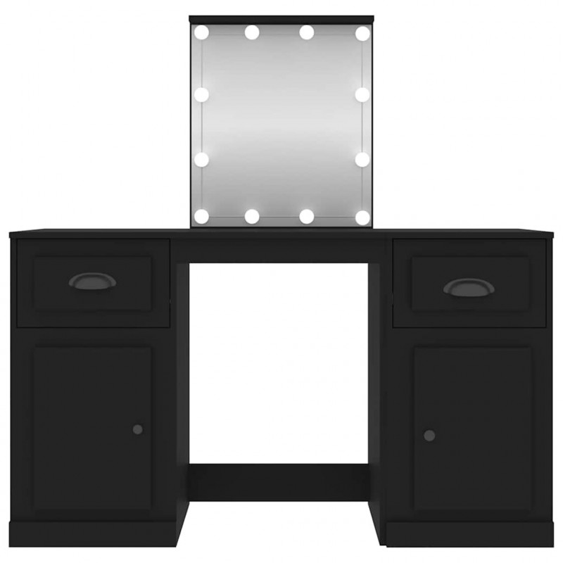 Toaletka z oświetleniem LED, czarna, 130x50x132,5 cm