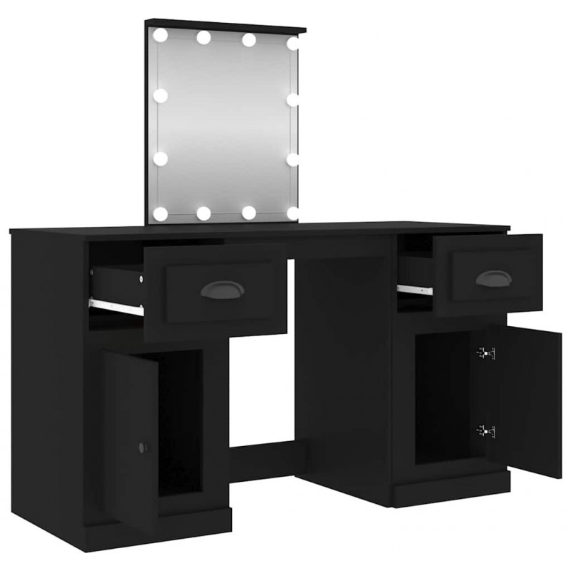 Toaletka z oświetleniem LED, czarna, 130x50x132,5 cm