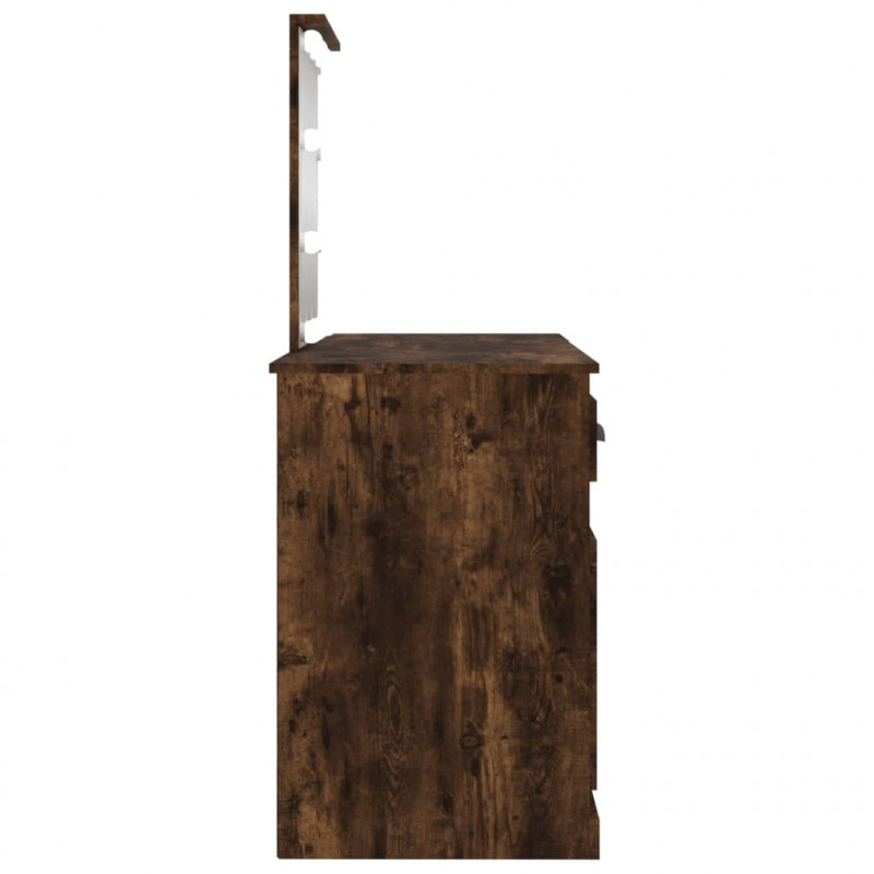 Toaletka z oświetleniem LED, przydymiony dąb, 130x50x132,5 cm