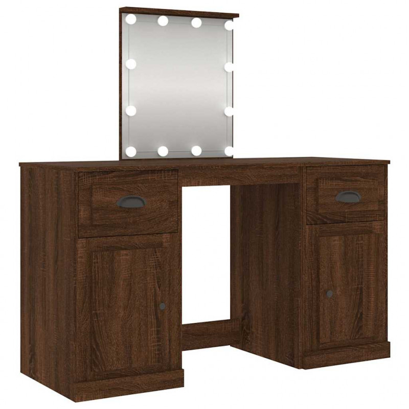 Toaletka z oświetleniem LED, brązowy dąb, 130x50x132,5 cm